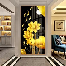 아트미니 보석십자수 골드 연꽃 구어도 비단 잉어 원형비즈 큐빅 전체수 선물용 집들이 B103404, 110x220cm