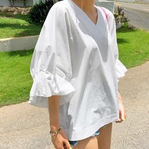 퀸앤조이 모던리즘 루즈핏 퍼프소매 블라우스