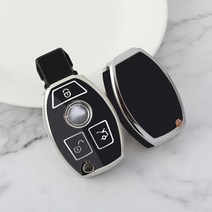 벤츠마크 전기 도금 TPU 자동차 키 케이스 커버 셸 Fob 메르세데스 벤츠 A B C E S 클래스 W204, 05 B style black