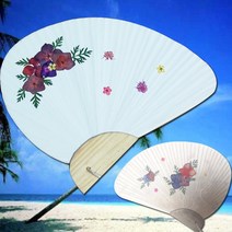 꽃누르미 압화부채만들기패키지 조개부채 대 수국꽃 패키지 국산 누름꽃부채만들기 부채체험패키지, 조가비부채 소(투명마감지)