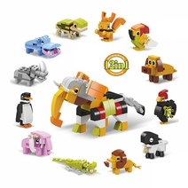 [iwoori] 애니멀킹덤 블럭 레고 12종 동물블럭 12in1 타입 12개 한곽