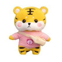 PKTOYS 귀여운 행운 건강 동물 봉제 인형 재물 장식 호랑이 인형 쿠션 생일 크리스마스 선물, 파우더 베어 스웨터 배낭, 30cm 선물 상자