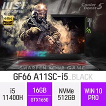 MSI GF시리즈 Sword GF66 A11SC-i5 블랙, 512GB, 윈도우 포함, 16GB