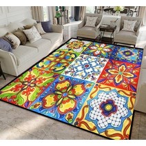 멕시코 탈라베라 세라믹 타일 심리스 에스닉 민속 장식품 이탈리아 러그 미끄럼 방지 공간 카펫 매트 패드 러너 입구 실내 실외 거실 침실 모던 홈 데코 리빙박스 1305478, Multi18