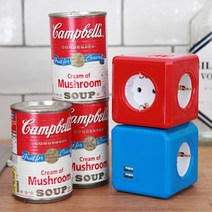 천하 컬러 파워큐브 멀티탭 오리지널 컬러 4구 USB 2포트 C1250, 옐로우, 옐로우