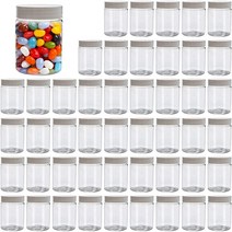 Accguan 48팩 118 4g(4온스) 플라스틱 병 보관 용기 흰색 뚜껑 포함 밀폐 투명 넓은 입구 슬라임 화장품 크림 라이트 클레이용 341720