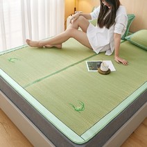 추석 카페트 왕골 찜질방 제사 멍석 설날 특대형 라탄 1인 매트 대자리, 2.0x2.2m, 린초 체크 (베개 커버 포함)