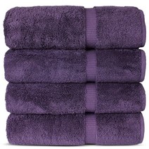 [미국정품매장] 가성비 추천 Chakir Turkish Linens |호텔 및 스파 퀄리티 100% 면 고급 터키산 타월 | 부드럽고 흡수력이 좋습니다(수건 4개 하얀색), Plum_Bath Towel - Set of 4