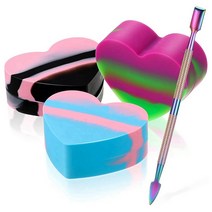 목공기계부품4PCS 하트 모양의 실리콘 왁스 컨테이너 비 스틱 오일 왁스 집중 견고 스테인레스 스틸 페인팅, 한개옵션0
