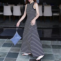 스트라이프 플레어 나시 롱원피스