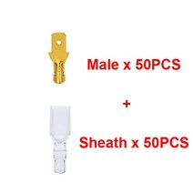 100Pcs 2.8mm 6.3mm 플매트 카펫 러그 봄 여성 남성 스페이드 콜드 크림프 터미널 커넥터 자동차 스피커 전, 05 Gold M w S_03 6.3mm