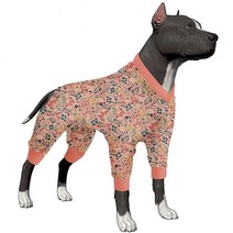 LovinPet 대형견 파자마 반려동물 불안 완화 셔츠 핥기 방지 강아지 수술 회복 의류 강아지 스웨터용 언더셔츠 통기성이 좋고 신축성 있는 원단 반짝이는 블룸 블러쉬, Orange/Orange collar_Medium