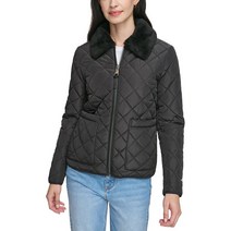 DKNY 도나카란 여성 인조-Fur-카라 퀼티드 Coat