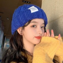 밀크봉봉 여성 꽈배기 울 니트비니 골지 롱비니 가을 겨울 비니 뜨개모자