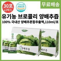 유기농 양배추 브로콜리 즙 액기스 국내산 110ml 30포 식약처 인증 청소년 임산부 성인 양배추 진액 주스 건강한 신선한 재료, 2박스, 110ml x 30포