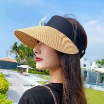여름 여성 밀짚썬캡 햇빛가리개 모자 라탄 자외선차단 LKC301
