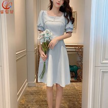 셀럽당 원피스 여름 칼라 벌룬소매 얇은 스커트 여성복