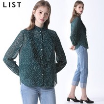 [리스트(LIST)] 도트 패턴 프릴 블라우스 (택가격:168000원)