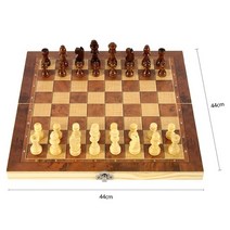 체스판 원목체스 고급체스 3 in 1 나무 국제 체스 세트 나무 체스 보드 게임 체커, 44x44cm