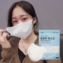 힐링핏 새부리형 마스크 KF94 대형 국산 컬러마스크, 25개입, 4개, 화이트
