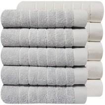 호텔수건 스트라이프 200g, 10장 라이트그레이+밀크화이트
