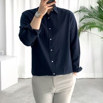 룩플레인 시원한 린넨 바이오워싱 루즈핏 여름 셔츠