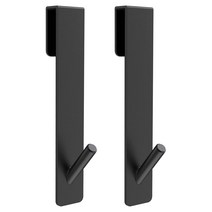 2Pcs 확장 후크 유리 샤워 문 스테인레스 스틸 타월 후크 Frameless 유리 벽 펀치 무료 교수형 타월, Black