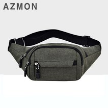 AZMON 심플 무지 옥스퍼드 힙색 가방 0.13kg 초경량 28cm x 14cm x 10cm, 넓이24cm x 높이14cm x 두께10cm, 카키, 카키