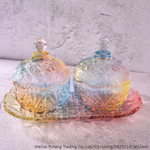 JINGHENG 크리스탈 오로라 유리 보석함 악세사리 보관함 소품, 레인보우