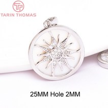 (6523) 지르콘 태양의 꽃 참 펜던트와 2PCS 14.5MM 24K 골드 컬러 황동 DIY 쥬얼리 제작 결과
