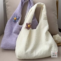 프렌치 크림 거즈 주름 버블 하트 숄더백 복고풍 질감 쇼핑