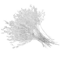 인공 아크릴 구슬 드롭 장식 물방울 꽃 와이어 줄기 가지 15cm 50PCs, White, White