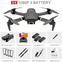 입문용드론 부품 촬영용 드론 고급 무선 벤츠v4 rc drone 4k hd 광각 카메라, 1080p-3배터리, 협력사