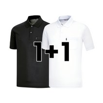1+1 나인앤나인 시원한 쿨론 솔리드 주머니 반팔 카라 티셔츠(2장세트)