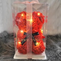 장미 곰돌이 로즈베어 플라워 기념일 선물 [ I Love you레터링+LED포함], 레드S