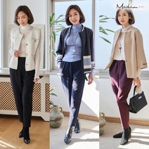 [KT알파쇼핑]22FW 마담4060 포켓레더 배색 기모팬츠 3종