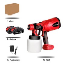 동력분무기 전동 분무기 살충제 핸드 헬드 고출력 무선 전기 페인트 분무기 가정용 DIY 쉬운 스프레이 건, 09 Red 2xsmall battery