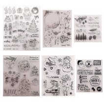 6개 크리스마스 클리어 스탬프 사슴 눈사람 산타 클로스 실리콘 투명 스크랩북 스탬프 크리스마스 고무 스탬프 씰 시트 DIY 스크랩북 카드 만들기 재미있는 장식 용품 크리스마스 선