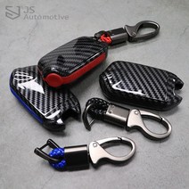 JS automotive 모하비더마스터 스마트키 케이스 키커버 원격시동 홀더 지갑 열쇠고리 가드 흠집방지 튜닝 인테리어 용품, 본품_레드/키링_레드