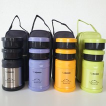 조지루시 보온도시락 초등 직장인 돌봄 어린이집 수능 죽통 미니 찬합, 그래이프퍼플 세트
