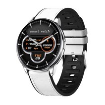 심박계 자전거 GPS 속도계 2021 치어리문 new y90 smart watch 팔찌, 화이트 가죽 스트랩