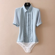 오피스 면접 여성 반팔 블라우스 ol 기질 섬세하고 세심한 기계 광택 쉬폰 멋진 셔츠