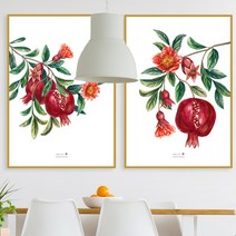 인테리어 석류 과일 그림 사진 캔버스 액자, A4, 무광골드 / 인화지출력(아크릴포함), 01번 행복의석류(액자포함)