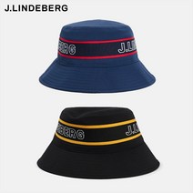 [제이린드버그] [J.LINDBERG] 남성 골프 모자 / 덴버 스트라이프 버킷햇 벙거지, 색상:블랙 / 사이즈:One Size