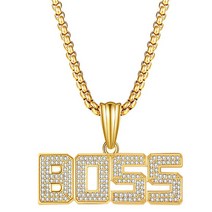 써지컬 목걸이 스틸 체인 힙합 펑크 스탈 글자 보스 펜던트 골드 컬러 긴 쿠바 초커 쥬얼리 남성 및 여성용