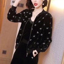 스타일아유 여성 봄 가을 시보리 패턴 집업 숏 점퍼 아우터 1+[한켤레 순면 스타일아유 양말] [AYA8JP0024]