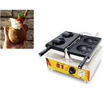 (인기상품) 오픈 마우스 2 곰 모양 타이야키 생선 와플 기계 아이스크림 콘 메이커, [02] 220v, [02] UK PLUG