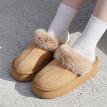 로딘스타 여성 발편한 통굽 키높이 겨울 털 방한 사무실 슬리퍼 실내화 롤렛