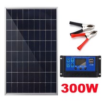 슈퍼 태양광 패널 600W 태양 전지 패널 40A 컨트롤러 모듈 자동차 RV 보트 홈 지붕 밴 캠핑 12V, 01 300W