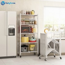 일상곳곳 접이식 다용도 폴딩 철제선반 3단 5단 틈새 주방 베란다 앵글 코너 수납 정리 G, 5단 블랙, 블랙